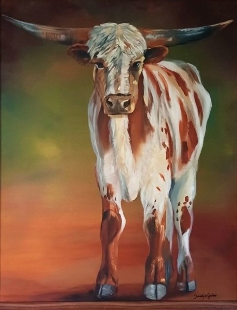 Longhorn cow painting