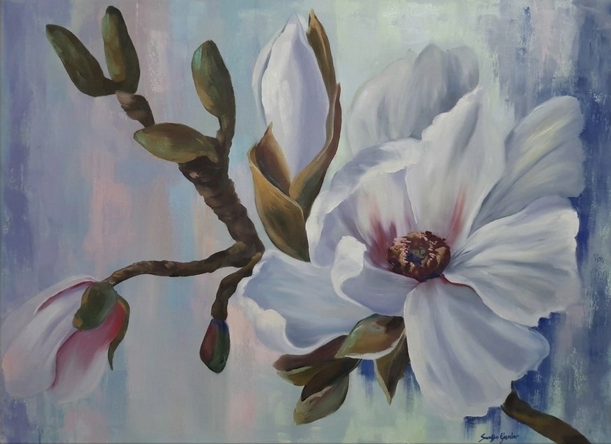 Magnolia painting by Sandra Gerber
